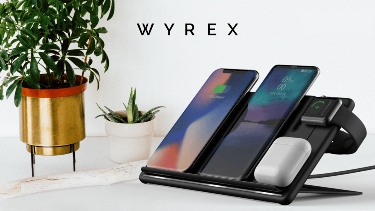 One for all: Wireless Fast Charging Pad. Charge Up To 4 Devices Including iPhone, Apple Watch, AirPods, And Android Phones.