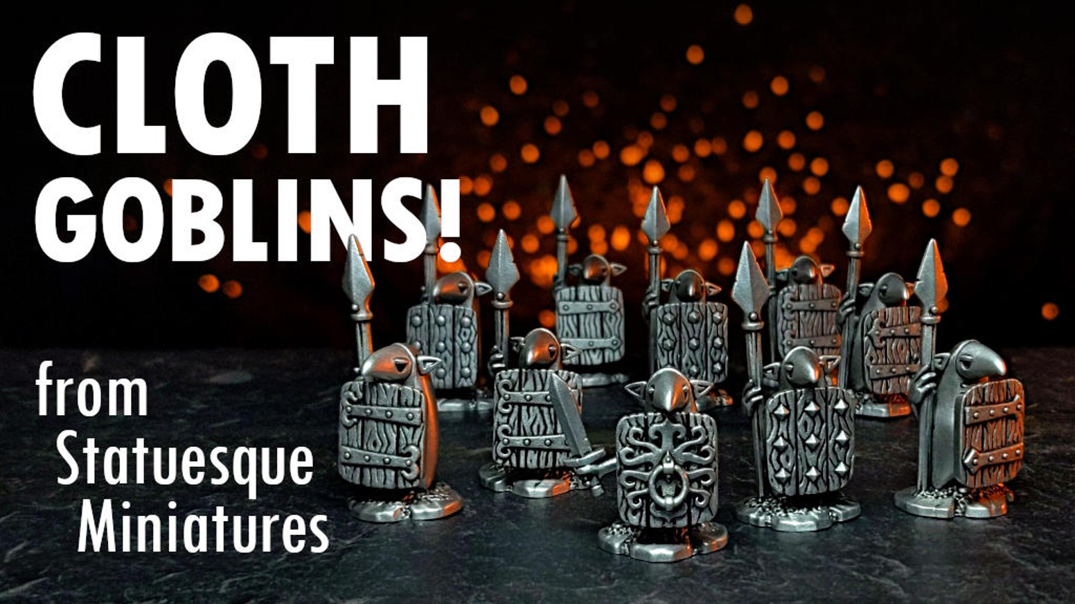 A set of cloth goblin miniatures - lead-free metal castings or STLs - suitable for tabletop gaming, painting and collecting. They are available in the Statuesque shop now!