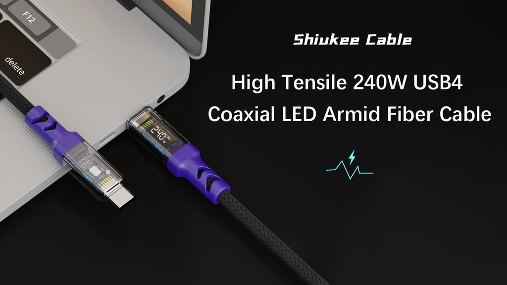 Shiukee：High Tensile 240W USB4 Coaxial LED Armid Fiber Cable